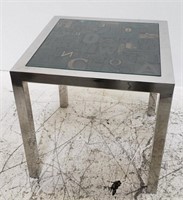 Modern chrome side table, 20"sq. x 20"h.