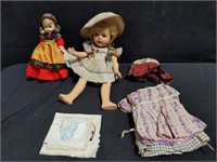 Group of vintage dolls and clothing box lot