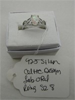 925 Celtic Design Lab Opal Ring SZ 8