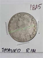 1825 Bust Half Dollar w/ Shaved Sides