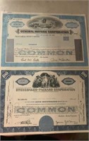 STOCK CERTIFICATES-GM & STUDEBAKER