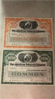 VINTAGE STOCK CERTIFICATES-AMERICAN TOBACCO