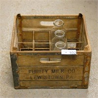 (3) Milk Bottles in Wooden Crate