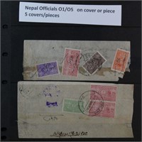 Nepal Stamps #O1/O5 Used on covers and pieces