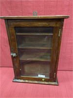 Pine hanging medical cabinet with glass