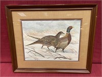 Framed print by John Ruthen “Ring neck pheasant.”