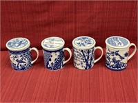 7 pieces China blue willow tea pot and creamer &