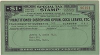 Opium and Coca Leaves Special Tax Stamp 1948 Class