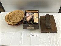 SHOE SHINE BOX WITH CONTENTS