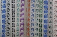 US Stamps FACE VALUE $250+ sheets, mostly of 100 a
