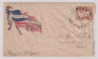 US Stamps #26 tied on Patriotic Cover Civil War