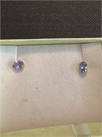 Pair of 14K Gold Tanzanite Earrings