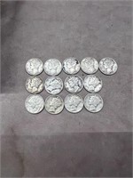 (13) 1940's Mercury Dimes