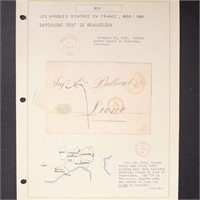 France 1851 Stampless Cover with French postal and