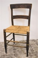 EARLY RUSH SEAT CHAIR WITH ORIGINAL PAINT