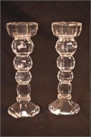 PAIR OF CRYSTAL CANDLESTICKS - 7.5" TALL