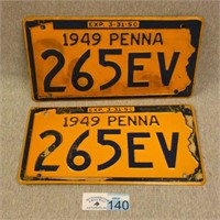 Pair of 1949 PA License Plates