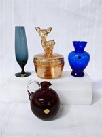 Nifty Ruby & Cobalt MURANO Glass Deer Box & More