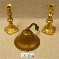 Brass Bell and Candlesticks
