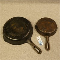 (2) Unmarked Cast Iron Frying Pans