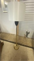 Brass and Black Glass Floor Lamp