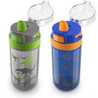 2-Pk Ello 16oz Plastic Space & Dinosaur Kids Water