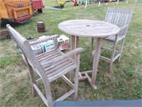 Wooden patio table & 2 chairs