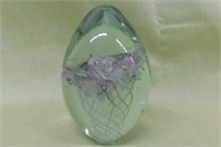 1988 Mount St. Helens ash glass egg paperweight,
