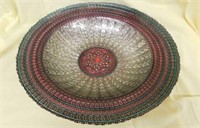 Beautiful ornate glass bowl w/ silver metal
