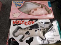 Flying Pig & Holy Cow animated toys, new in box