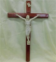 Large wooden & resin wall crucifix, 22" tall