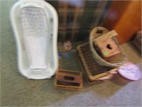 GROUP - BABY BATH, BASKETS, WINE GLASSES