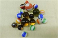 20 vintage glass marbles including 3 shooters