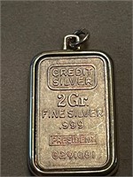 2 GR Fine Silver .999 Credit Silver