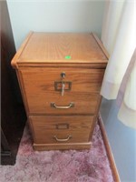 2 DRAWER FILE CABINET WITH KEY - WOOD