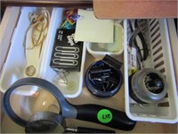 CONTENTS DRAWER - MAGNIFING GLASSES, FILE FOLDERS,