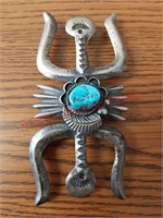 Silver & Turquoise colored Belt Buckle