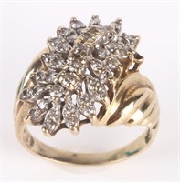 10K DIAMOND YELLOW GOLD MULTI-STONE ANTIQUE RING