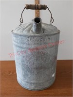 Galvanized Gasoline Can, wood handle