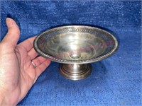 Sterling silver stemmed nut dish