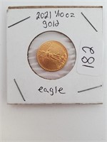 2021 1/10th Oz Fine Gold Liberty 5 Dollar Coin