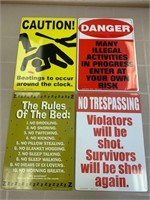 QTY 4 Tin Metal Signs 8"x12"