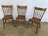 (3) Vtg. Plank Seat Side Chairs