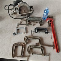 C-Clamps, Pipr Wrench,B&D Saw