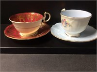 2 Aynlsey Teacups & Saucers