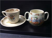 Bunnykins Cup & Saucer And Double Handled Cup