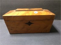 Vintage Wood Jewelry Box With Hinged Lid
