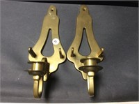 Pair Of Brass Wall Mount Candle Holders