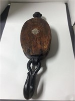 Large Antique Pulley With Hook