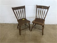 (2) Antique Arrowback Paint Decorated Side Chairs